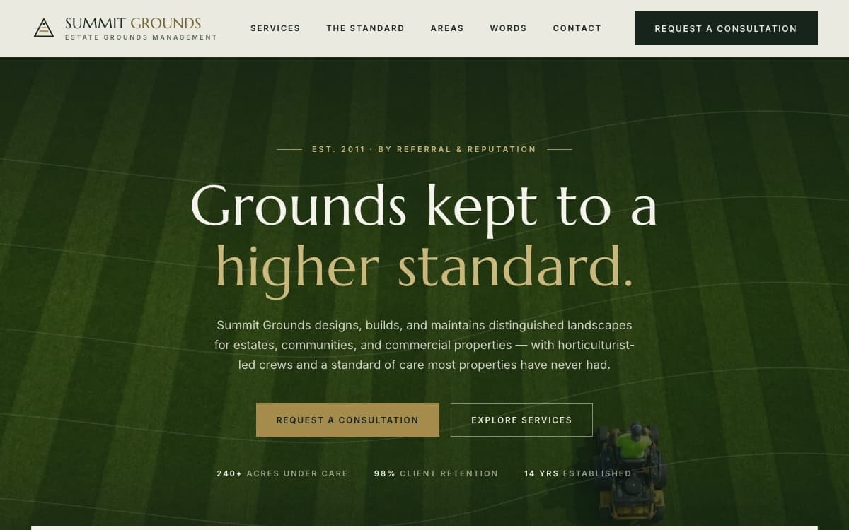 Screenshot of the Summit Grounds website